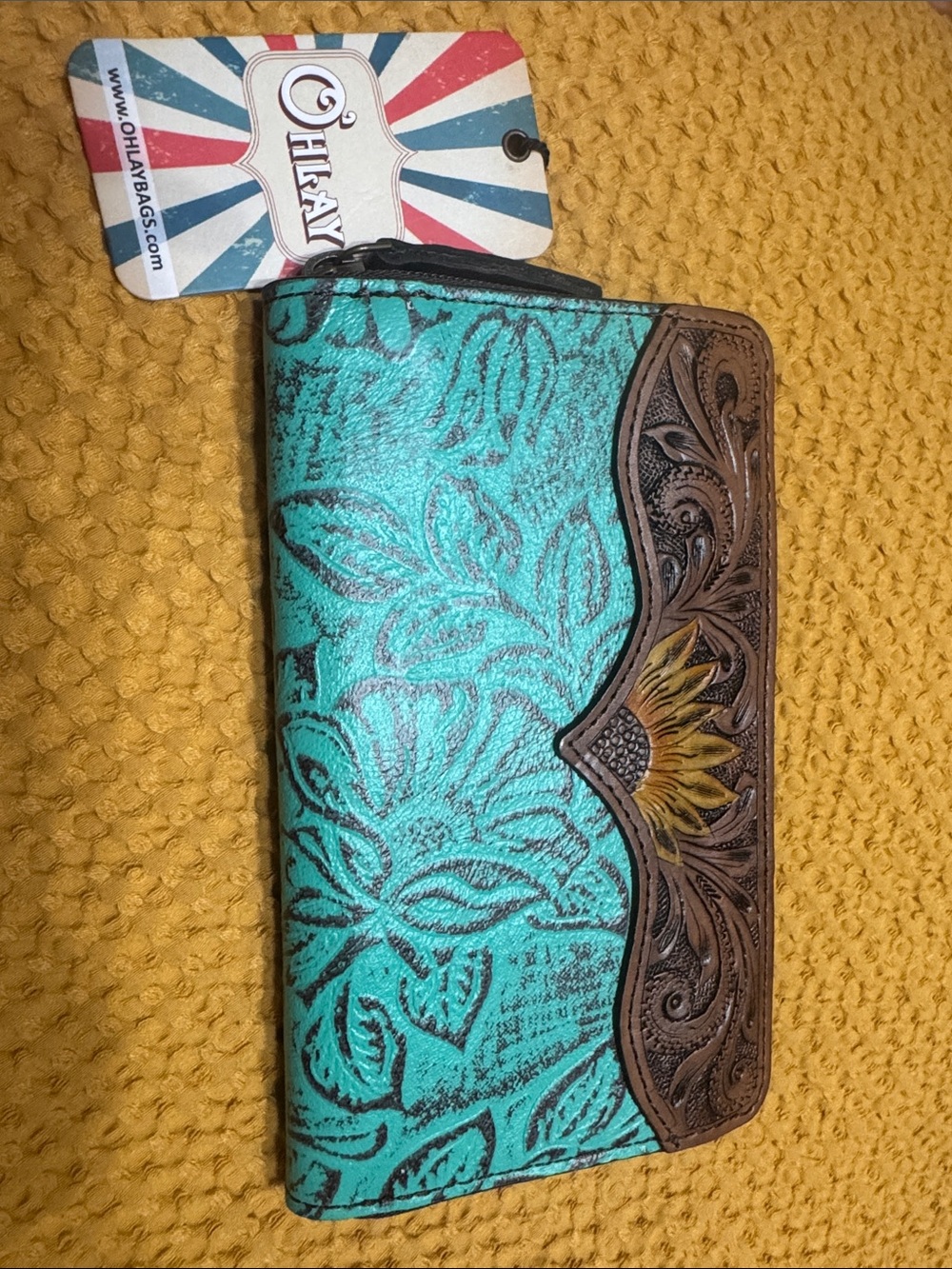 O’hlay Turquoise Floral Leather Wallet